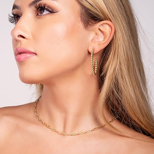 Barzel 18K Gold Plated Ball Hoop Earrings - Made In Brazil4
