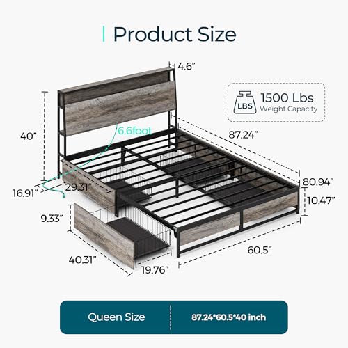 Linsy LH-052 Queen Bed Frame With 4 Drawers & Headboard thumb #1