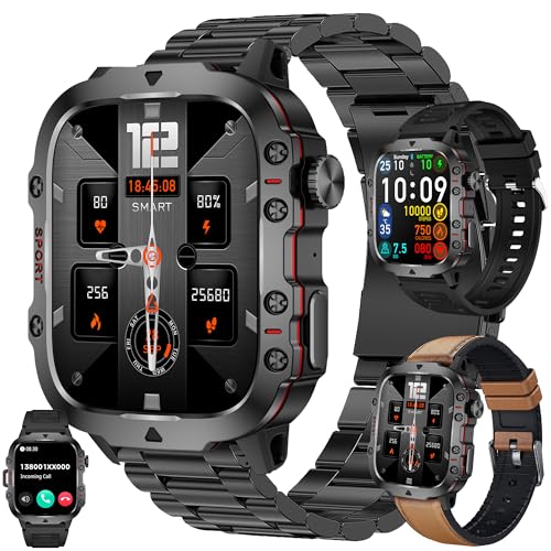 Relojes inteligentes para hombre (contestar/hacer llamadas), reloj de seguimiento de fitness HD de 1.97 pulgadas con monitor de presión arterial/frecuencia cardíaca, reloj de fitness impermeable 3ATM