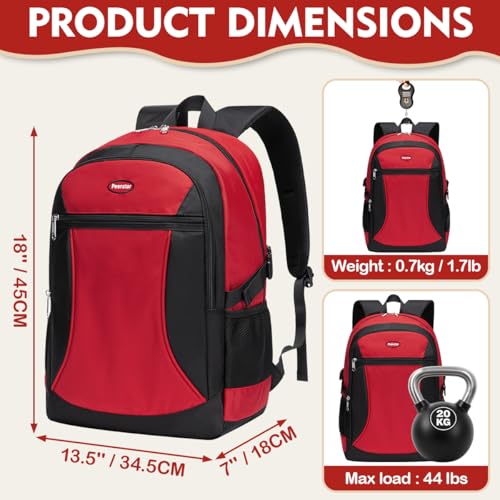 Kids Backpack for Big Boys Bookbag Middle Junior High College Student Back to School Teen Teenage Youth Schoolbag Ages 8-12 10-12 12-14 Years Old Mochilas Escolares Para Adolescentes Large 18 Inch Red4