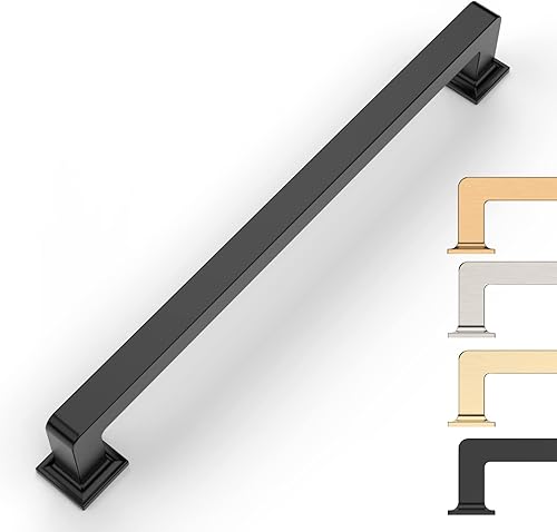 Miniatura 1 de Paquete de 10 manijas de gabinete de 7 pulgadas, color negro mate, manijas de gabinete de cocina, manijas de cocina para gabinetes, tiradores negros