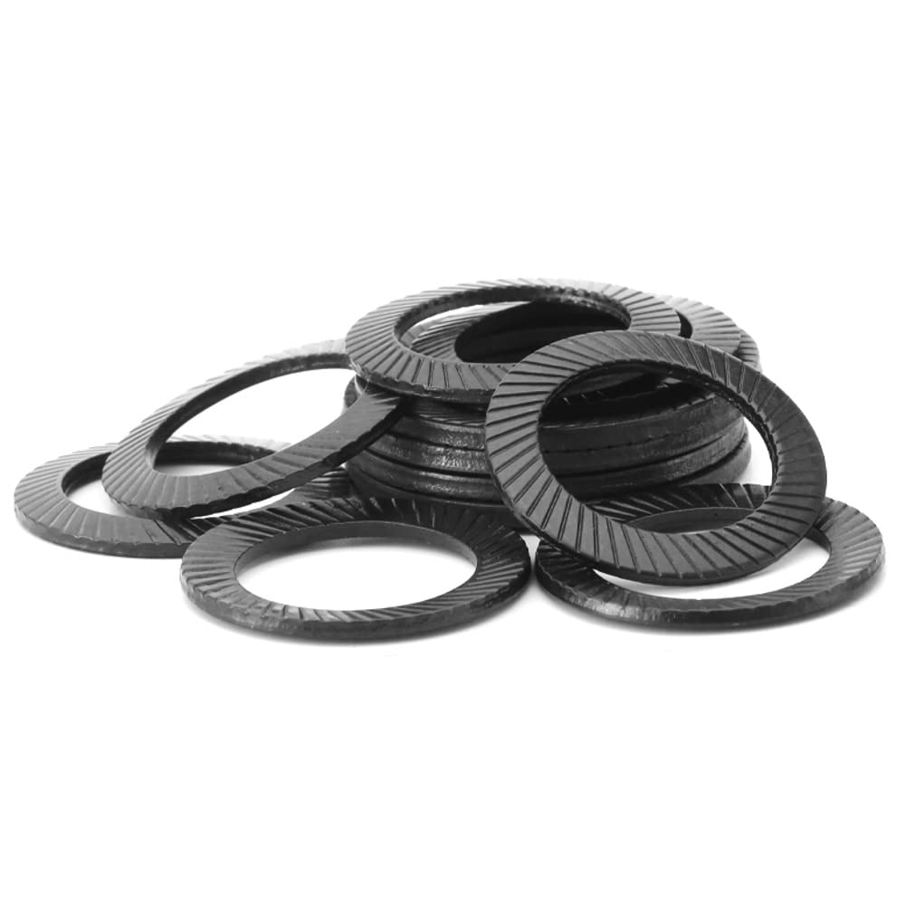 Rondelle Antiscivolo in Acciaio al Carbonio, 130 Pezzi Set di Rondelle di Sicurezza Seghettate a Doppia Faccia, 11 Dimensioni M4 M5 M6 M8 M10 M12 M14 M16 M18 M20 M22