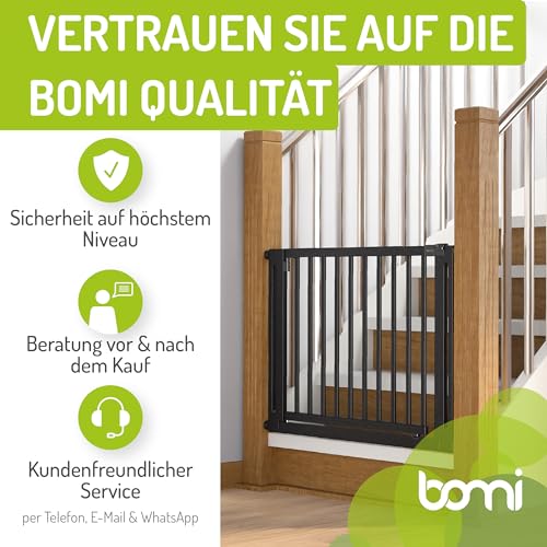 BOMI Hunde Türschutzgitter Miko PEFC geprüftes Buchenholz | Ohne Bohren | Hundetürschutzgitter und Baby Absperrgitter Holz | Schutzgitter Tür zum Klemmen | Haustiergitter | Breite: 113-121 cm