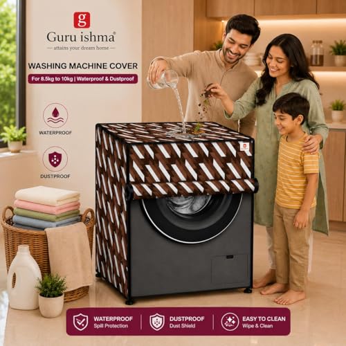 Image of Front Load Fully Automatic Washing Machine Cover for 8.5kg to 10kg | Waterproof & Dustproof Polyester Cover with Zip Closure | Suitable with Samsung, IFB, LG, Bosch & More (67 x 67 x 87 cm)