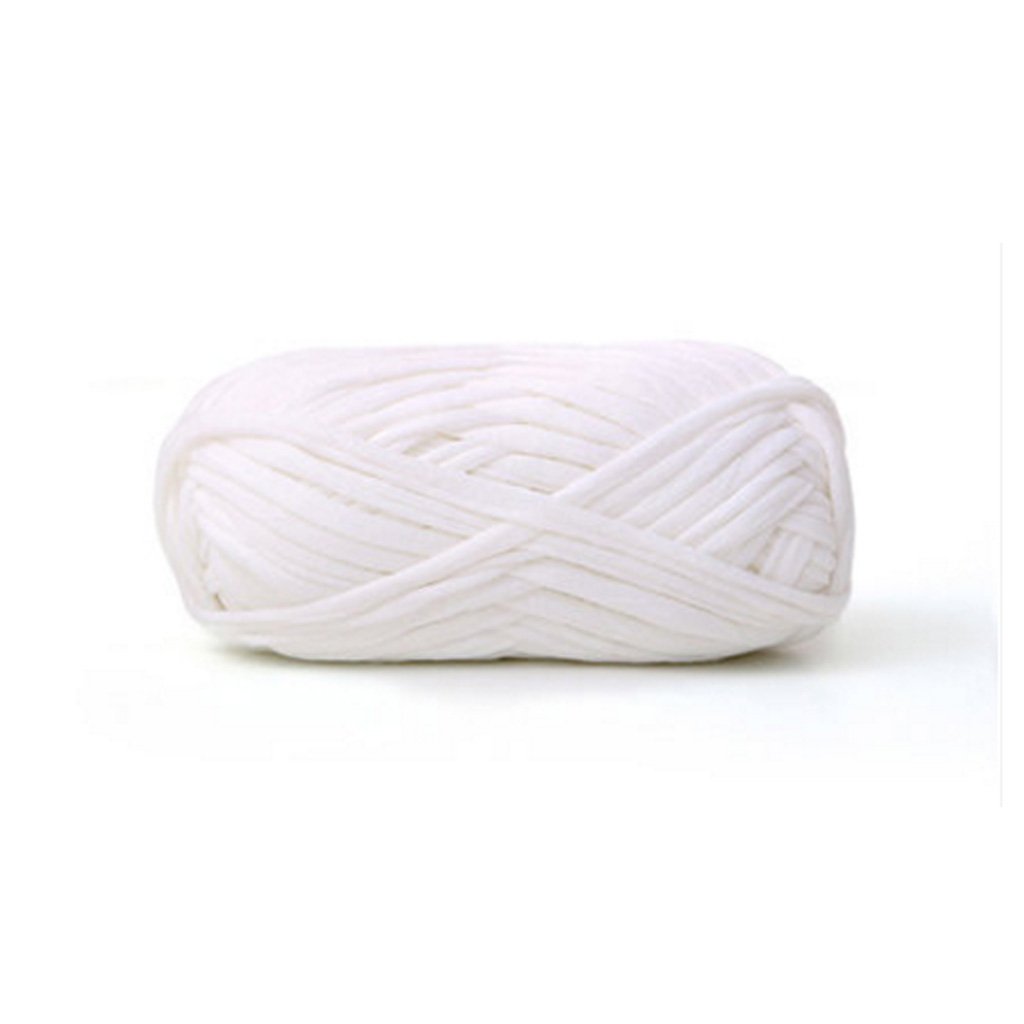 SHUANGSHI Knitting Yarn, 100g Woven Thread Cotton Cloth Wool Yarn Hand  Knitting Yarn Crocheted Blanket-Color 02 Pure White