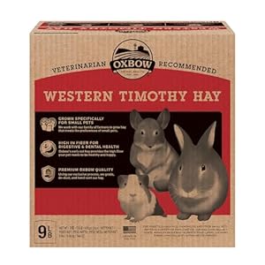 Oxbow Animal Health Western Timothy Hay – All Natural Hay for Rabbits, Guinea Pigs, Chinchillas, Hamsters & Gerbils-Veterinarian Recommended- Digestive & Dental Health- Grown in the USA- 9lb.