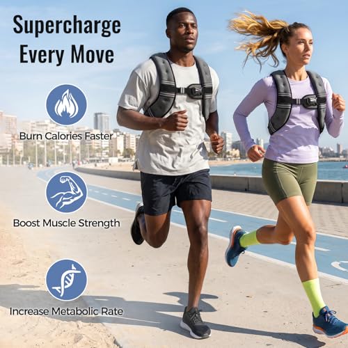 Image of Zeerun Weighted Vest, 6lb /8lb /10lb /12lb /15lb /18lb /20lb /24lb /30lb for Men Women, Reflective Stripe Adjustable Buckle, Comfortable Durable Rucking Vest for Walking Running Strength Training