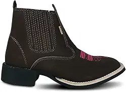 Botina Feminina Country Cano Baixo Curto Confortável Resistente Bico Quadrado F1000