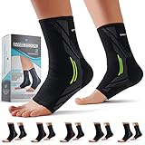 KINETIC EVOLUTION Fußbandage für Damen und Männer, 2 Stück Fußschoner, rutschfest, Sprunggelenk Bandage, Atmungsaktiv, Kompressionsbandage, Sprunggelenkbandage, Sportbandage, Fußball (M, Grün)