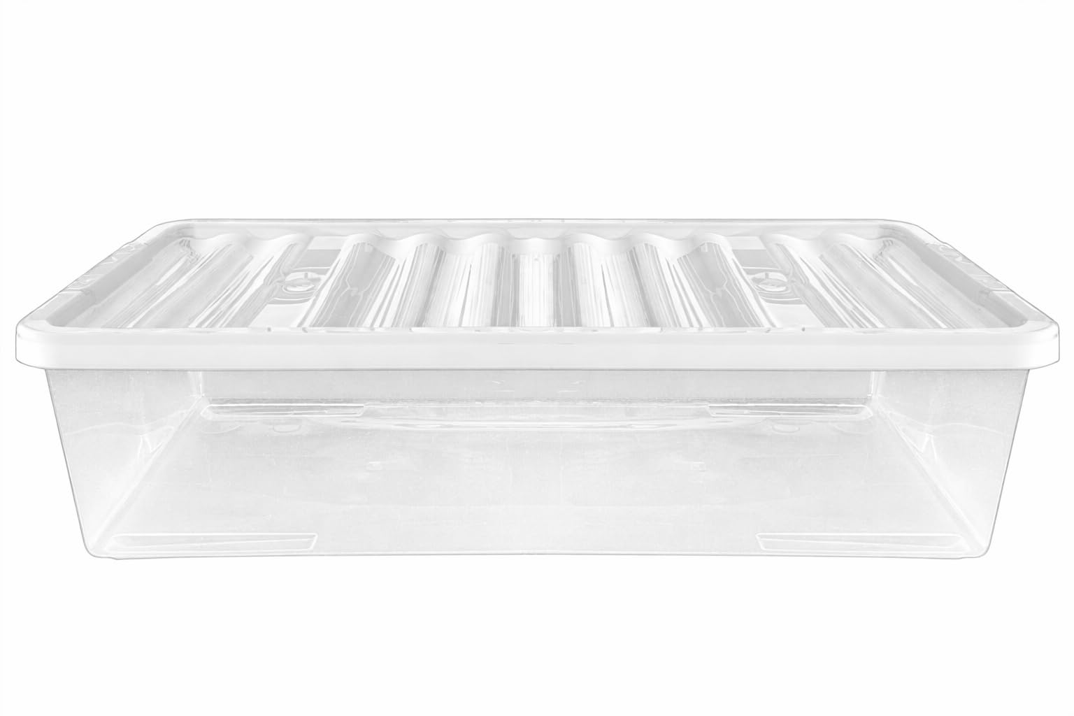 ELMORA’Z 1 x Underbed Storage Box Transparent Stackable Versatile Multipurpose Organiser For Office Home Kitchen Garage Nursery Art And Craft 43 Litre Clear (1)