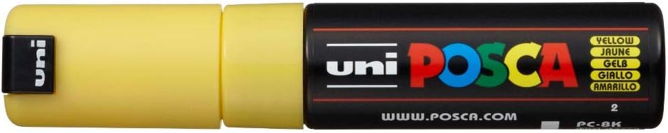 uni-ball Posca PC-8K 8.0 mm Bold Point Chisel Shaped Marker Pen, Yellow Ink, Pack of 1