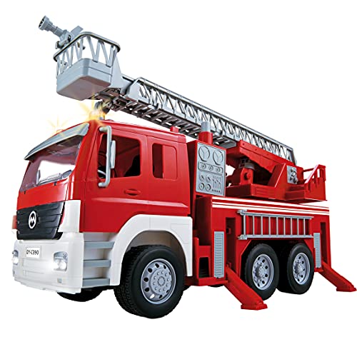 Toy Trucks for Toddlers â€“ Trucks for 3 Year Old Boys and Girls â€“ Deluxe Fire Truck Toy for Kids â€“ Lights and Sound Effects â€“ Cab Tilts and Button Roofs â€“ Ideal for Birthday, Outdoor Play