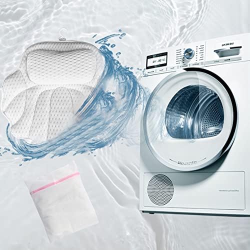 VADUDA Bath Pillows for Head and Neck Waterproof Bath Cushion Ergonomic Bathtub Spa Pillow Quick Dry Air Mesh with with Suction Cups Comfortable Head Rest and Neck, Back, Shoulder Support White