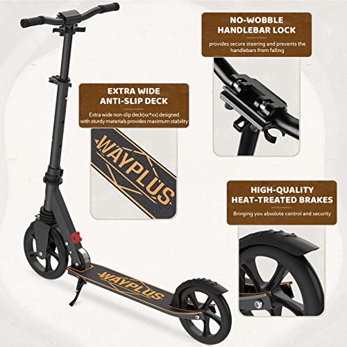 Kick Scooter for Ages 6+,Kid, Teens & Adults. Max Load 240 LBS. Foldable, Lightweight, 8IN Big Wheels for Kids, Teen and Adults, 4 Adjustable Levels. Bearing ABEC9