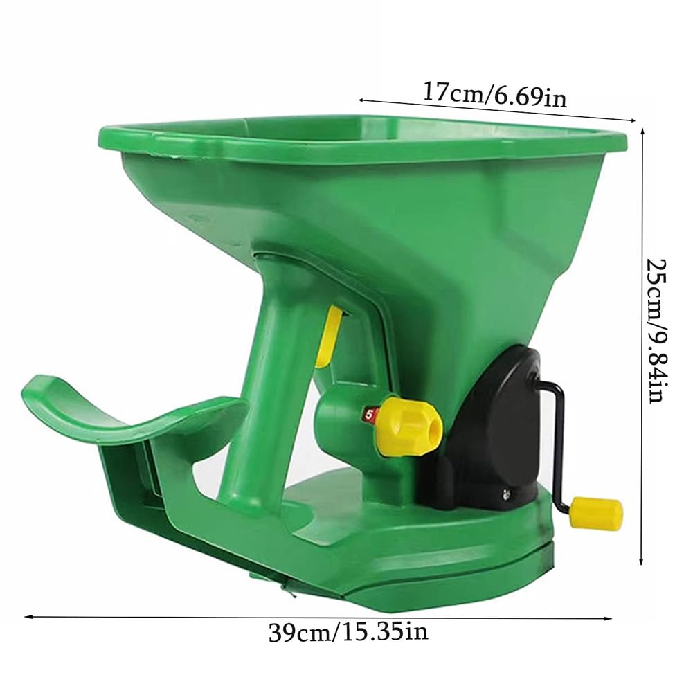 Spandiconcime rotante portatile per prato, spandiconcime portatile da 1,5 l con regolazione a 5 marce, distribuzione di semi e fertilizzanti per giardini, prati, piccole fattorie, piantatrice manual