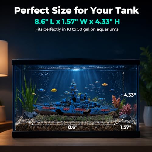 Image of Mipukbay Shipwreck Aquarium Decorations, Resin Fish Tank Artificial Rock Ornament for Freshwater /Saltwater, Safe Landscape Hideout for Betta Fish, Goldfish and Aquatic Pets