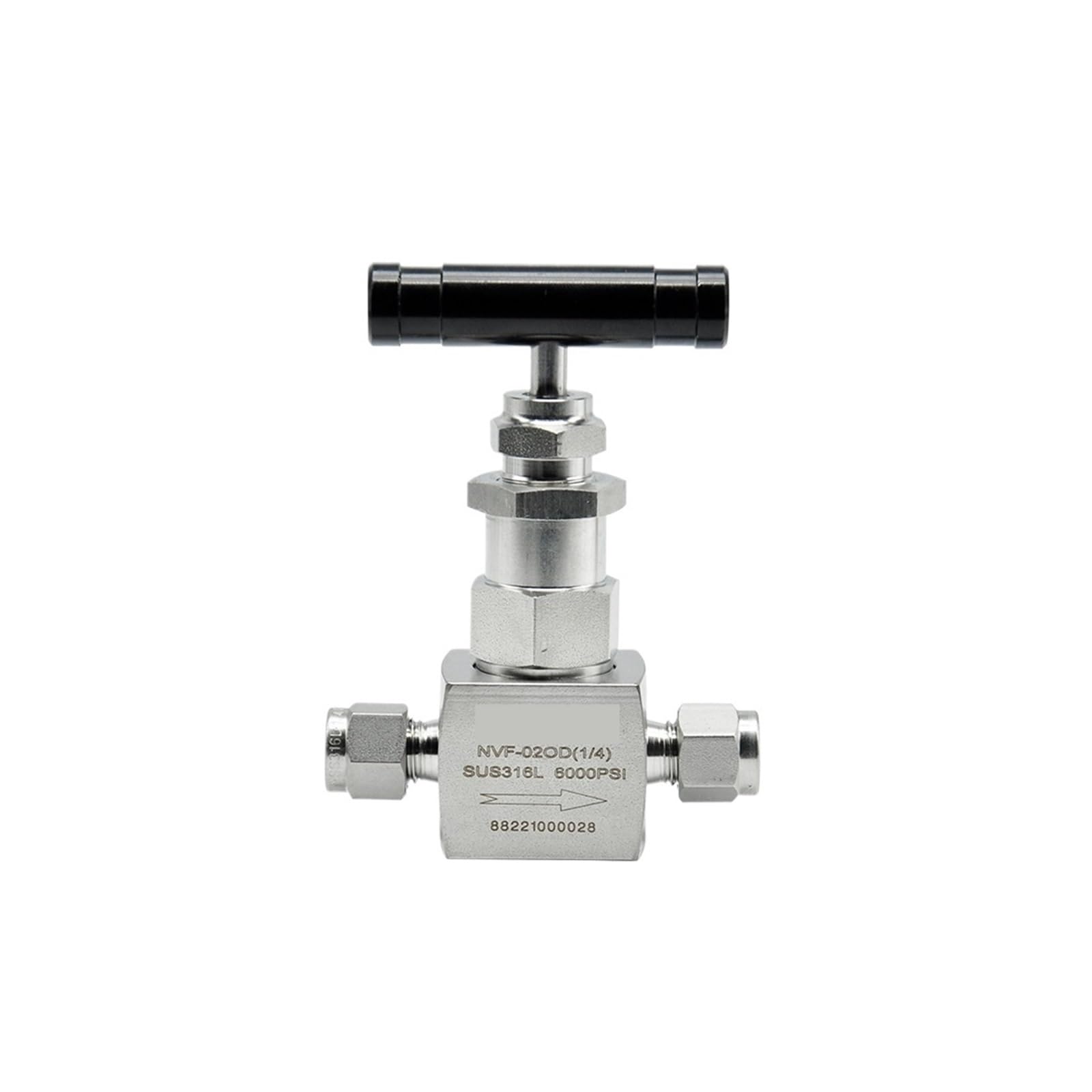 Válvula de aguja Válvula de aguja de acero inoxidable de alta presión, 6000PSI, flujo ajustable de 2 vías for conexión de compresión de gas(1/8")