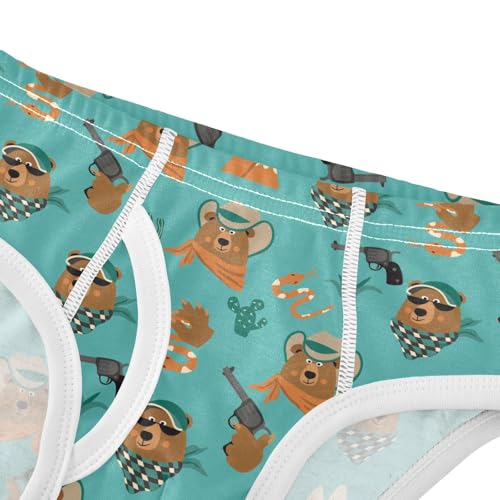 Cotton Little Boys Briefs Western Cowboy Bears Soft Toddler Underwear4