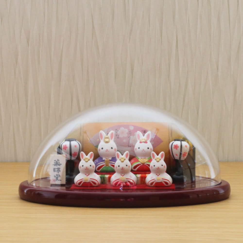 うさぎの雛人形 ryukodo陶器 ちりめん うさぎ雛十人飾り リュウコドウ