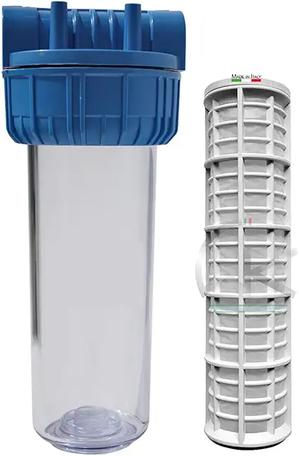 Filtro Acqua Cartuccia WK 10" 3/4" Tipo 3 Pezzi con Cartuccia Nylon Lavabile - Made in Italy