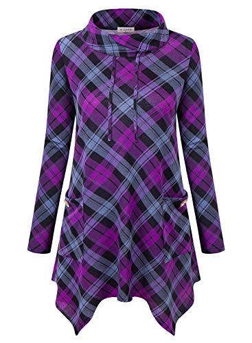 Image of Bulotus Womens Sweaters 2025 Winter Cowl Neck Long Asymmetrical Tunic Sweaters for Leggings Holiday Vacation Tops