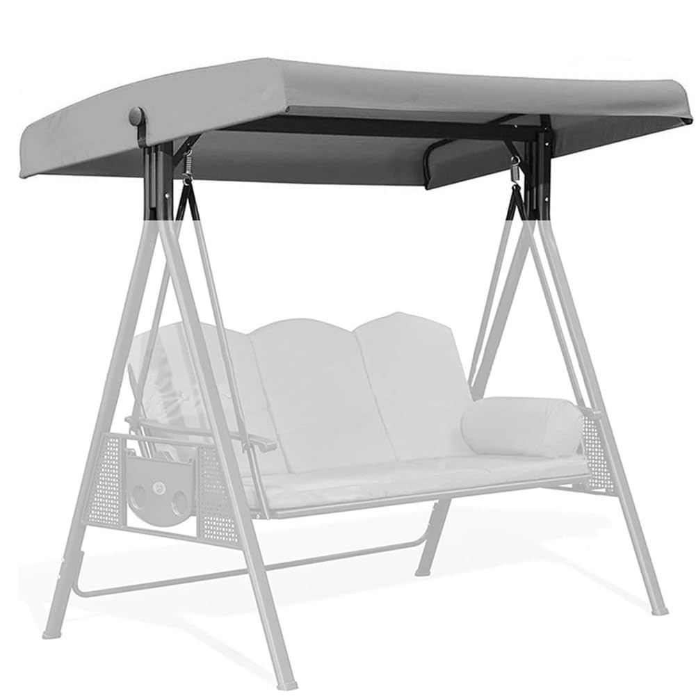 Tetto di Ricambio per Dondolo, Copertura per Dondolo da Giardino 190 x 120cm, a 3 posti Tettino Parasole Universale Impermeabile Tetto del Dondolo da Giardino Telo per Altalena,Grigio