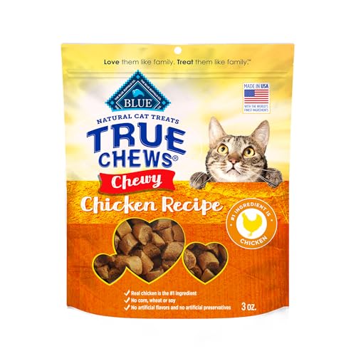 Blue Buffalo True Chews Natural Chewy Cat Treats Made in the USA Chicken Recipe 3-oz Resealable Bag