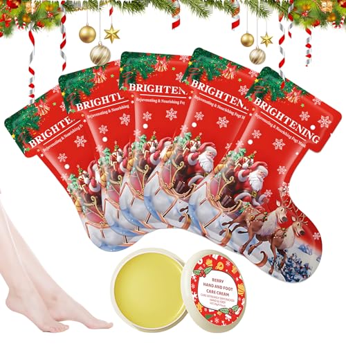 Allony Foot Peel Mask, Calcetines Exfoliantes de Pies de Navidad, Mascarilla pies Secos y Agrietados, 5 Piezas Mascarilla Pies+Crema de Pies, Navidad Regalos para Familiares, Amigos y Ti