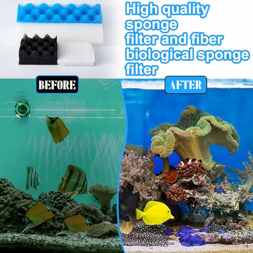 Image of Threlaco 24 Pcs Aquarium Filters Media Sponge Set, Compatible with 406 /407