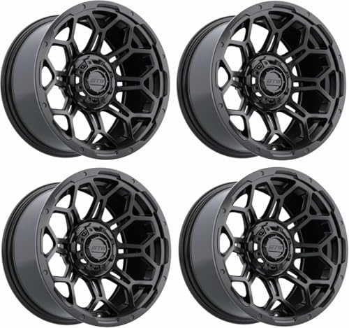 GTW Bravo 14 Inch Aluminum Golf Cart Wheel 14x7 | 4-4 Bolt | 3:4 Offset | Set of 4 (Matte Black)