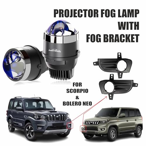 Image of Audio Wheels 3 Inch LED Projector Fog Lamp with Cover - 120W, 6000K White | Single-Beam | 12V /24V Fog Light for Car & Vehicle Modification | 1-Year Warranty | For Bolero Neo & Scorpio