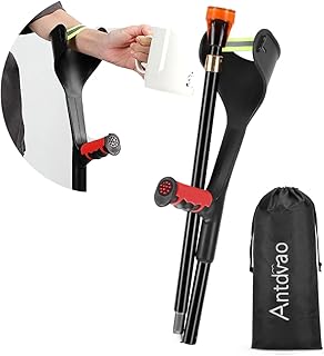 Antdvao- Folding Crutch (x1 Unit)- Forearm Crutch, Crutch for Adults, Crutch for Walking, Foldable Crutch, Crutch for Women and Men- Crutch Adjustable（red)）