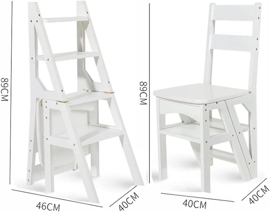 Wooden Step Stool Kids Stool 4 Step Folding Stool, Portable Wooden Stepladder, Foot Stools Ladder for Kids & Adults Maximum Load 150kg