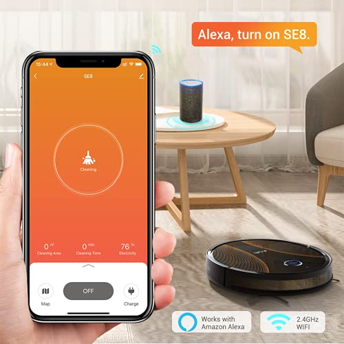 Aspirateur Robot, INOMI 2200Pa Robot Aspirateur Laveur 3 en 1 Balaye et Lave, 120 Minutes, Gyroscope Navigation, Contrôle avec Alexa/App/WIFI, Auto-chargement,Idéal pour les poils d'animaux,les tapis - Image 4