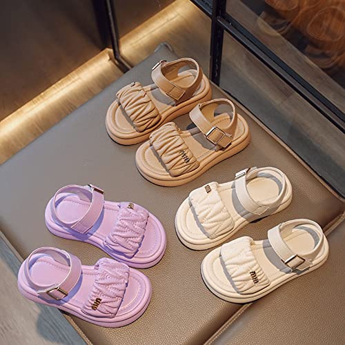 Infant Toddler Baby Girl Boy Sandals Non-Slip Soft Rubber Sole Sandals Shoes Princess Flat Shoes (White, 7.5 Toddler)2