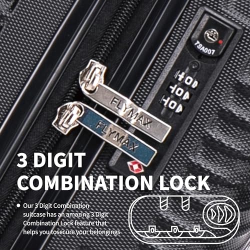 Flymax 55X35X20 4 Wheel Super Lightweight Cabin Luggage Suitcase Hand Carry On Flight Travel Bags On Board Fits Flybe Easyjet Ryanair Jet 2 Ba Black - 6