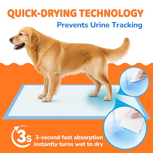 Image of 100 Count Puppy Pads Extra Large 28 inchx34 inch, Super Absorbent Pee Pads for Dogs, Leak-Proof & Quick-Dry, Disposable Wee Wee Pads for Dogs