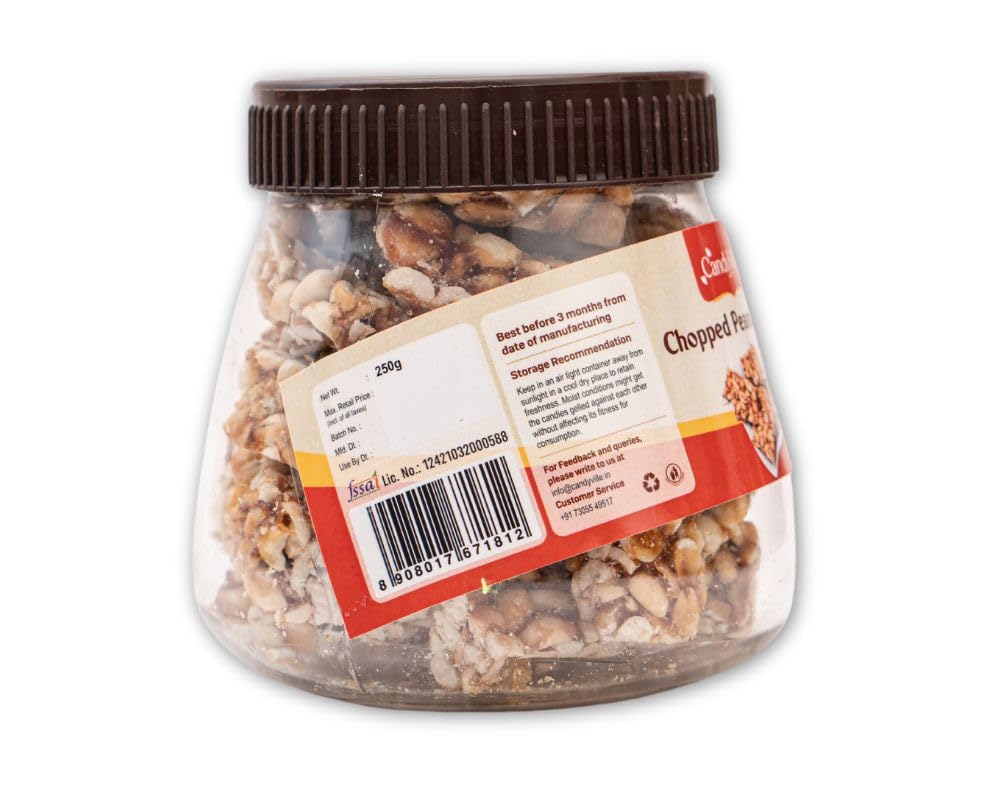 CandyVille Chopped Peanut Chikki (500 Gram - Pack Of 2 X 250G)|Chikki|Kadalai Mittai|Gazak|Traditional Sweets|Made With Jaggery|No Plastic Wrappers, 1