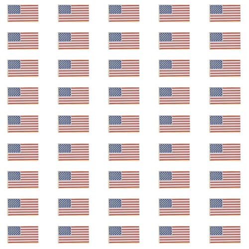 Exquisite American Flag Lapel Pin 50 PACK -The Stars and Stripes Flag Pins, Solid Metal US Flag Lapel Pin for Memorial Day, Flag Day, Independence Day, Veterans Day (Rectangle-50PC)