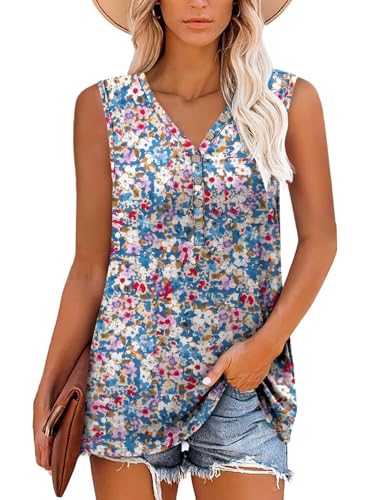 KISSMODA Womens Boho Tops for Summer Sleeveless Tanks Loose Fit Casual Blouse Daily Shirts for Leggings (S-3XL)