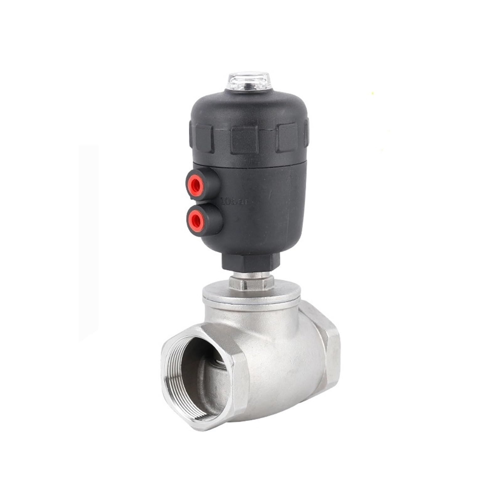 QXWPBIBAN 2 inch Stainless Steel T-Type Pneumatic Thread Globe Valve PTFE Sealing(Single Acting)