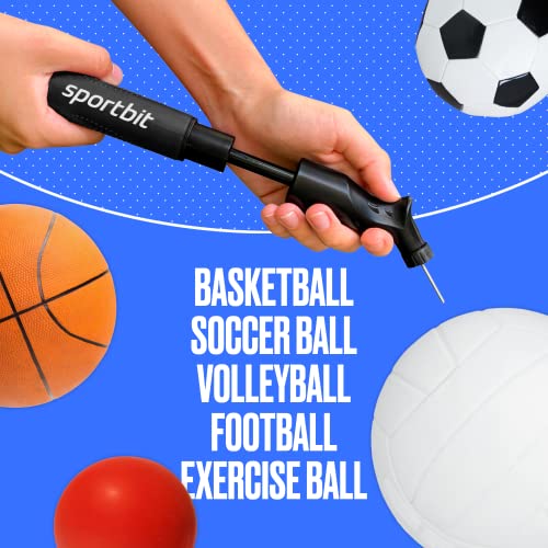 Image of SPORTBIT Ball Pump for Sports Balls - Push & Pull Inflating System - Hand Pump for All Exercise Balls - Volleyball Pump, Basketball Inflator, Football & Soccer Ball Air Pump - Goes with 5 Needles Set