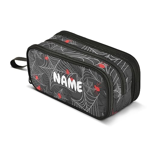 Image of ZAZYXTJ Custom Personalized Gothic Spider Web Large Capacity Pencil Case 3 Compartment Pen Pouch Storage Canvas Makeup Bag for School Office Teen Girl Boy Men Women