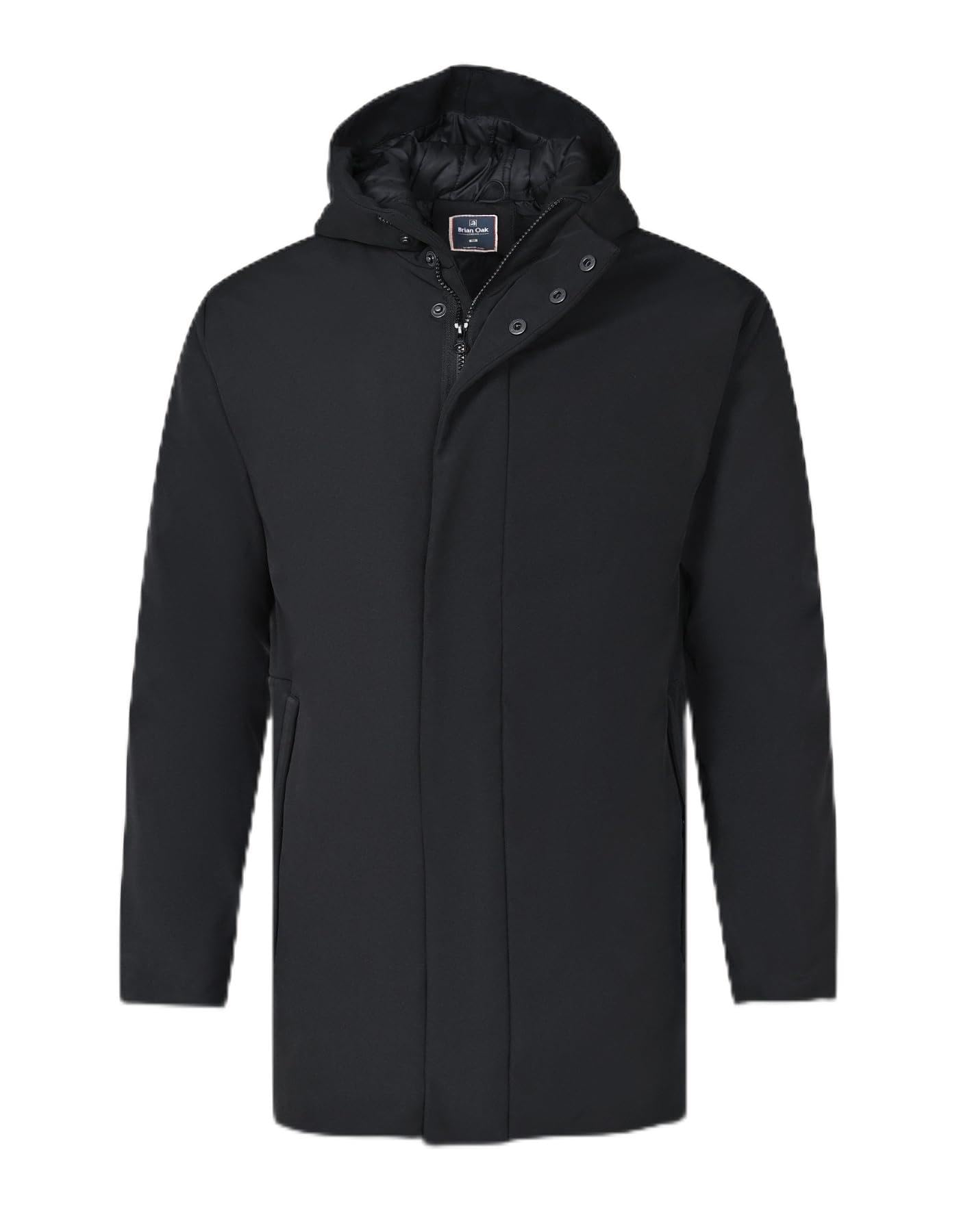 BRIAN OAK LONDON Black Windbreaker Long Jacket (UK, Alpha, XL, Regular, Regular, Blue)