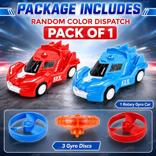 Image of Zest 4 Toyz Spin Master Duo Combo of Flying Wheels & Spinning Tops | Gyro Rotary Friction Car Toy for Kids 3+ Years with Spinning Top Flying Saucer Rotating Light Two Ways to Play Toy for Boys & Girls