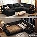 SUAWY 108 Inch Modular Sectional Sofa with Pull Out Bed, U Shaped 7 Seat Sectional Sleeper Sofa with Storage, Sectional Couches for Living Room,Cloud Modular Couch, Removable Sofa Cover, Black
