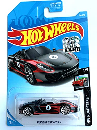 DieCast Hot Wheels Porsche 918 Spyder (Black) - HW Roadsters 1/5 (2019 Factory Sealed)