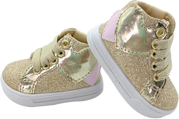 Tênis Sapatinho Para Bebês Infantil Cano Alto Love Dourado