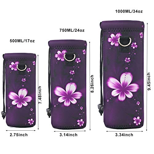 Image of RICHEN Neoprene Water Bottle Carrier Bag with Adjustable Shoulder Strap,Insulated Water Bottle Cover for Stainless Steel /Glass /Plastic Bottles