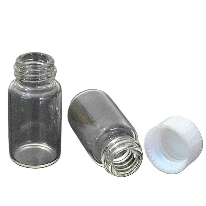 GatherTOOL 24pcs/Lot 3ml Transparent Clear Glass Dia 16 * 33H Reagent Bottle Sample Vials Storage Container with White Screw Cap in Chemistry Experiment